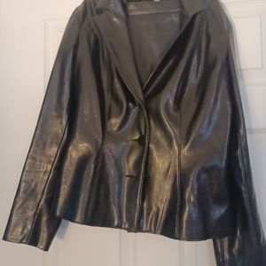 Womens black 2pc like leather suit